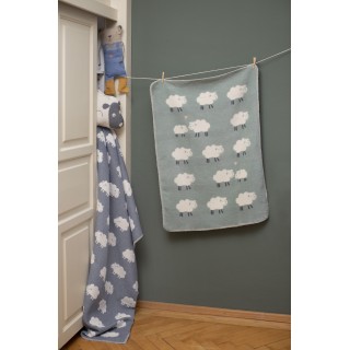 Mila pledd "sheep allover, blue 75x100