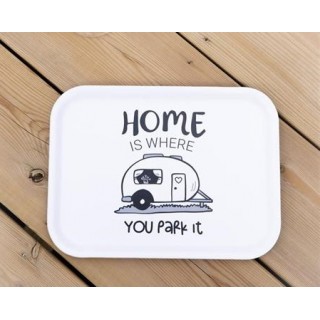 Frokostbrett "Home is/campingvogn" 27x20 cm