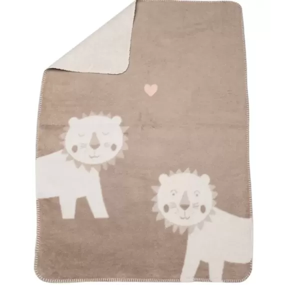 Mila pledd "lions", beige 75x100