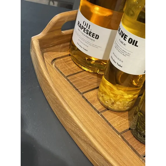Brett i teak m/håndtak, stort