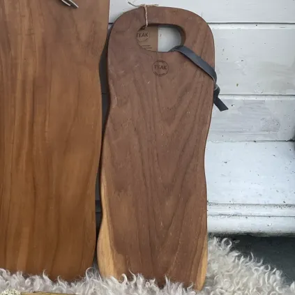 Skjærefjøl Teak, avlang liten