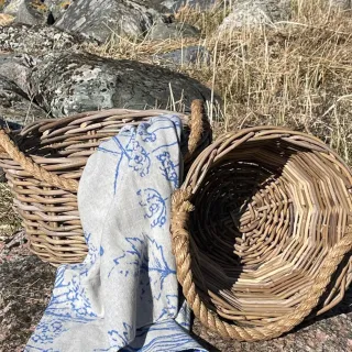 Else oval kurv med hamp, grå