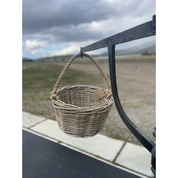 Else oval kurv med hamp, grå