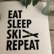 Kjøkkenklut "Eat, sleep, ski repeat"