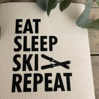 Kjøkkenklut "Eat, sleep, ski repeat"