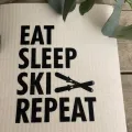 Kjøkkenklut "Eat, sleep, ski repeat"