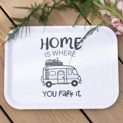 Frokostbrett "Home is/bobil" 27x20 cm