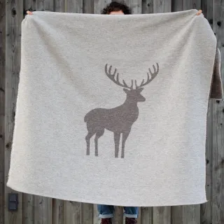 Luca pledd "Centered deer", beige str 140x200