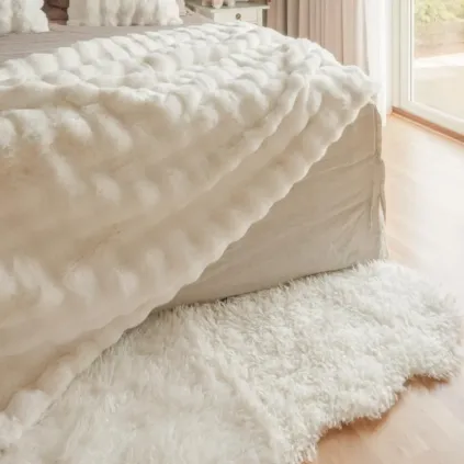 Wooly dobbel "skinnfelle", Light Beige 60x180