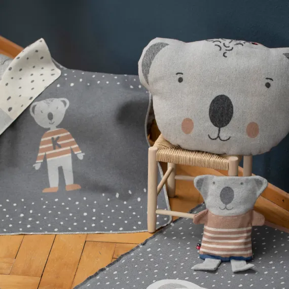 Babyteppe Bamse 70x90, blågrå