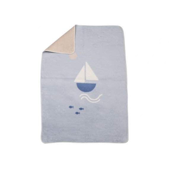 Maja pledd "sailboat", light blue 75x100